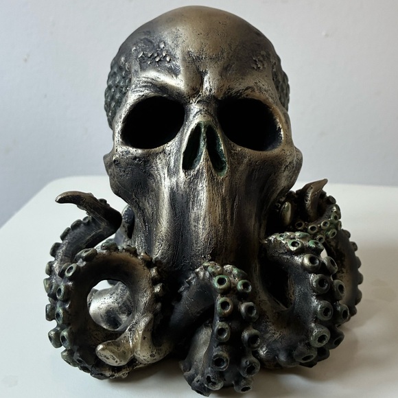 Octopus Skull Sculpture in Metallic Finish - Picture 6 of 16